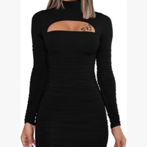 Amazon Black Long Sleeve Cutout Dress